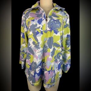 Ruby Rd Colorful Camouflage Quarter-Zip Pullover Women’s Medium